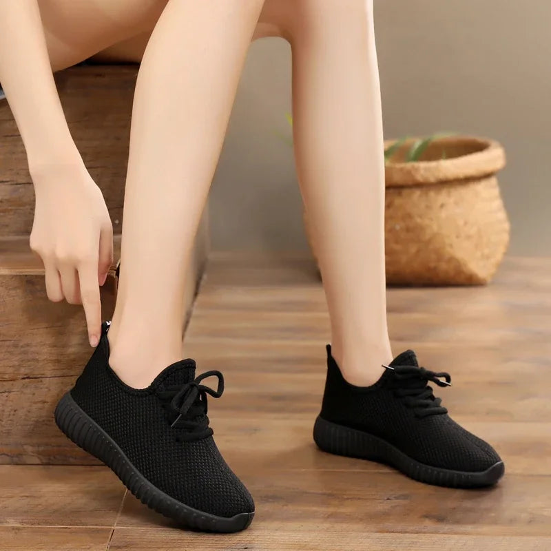 Women's Vulcanize Shoes 2025 Sneakers Solid Black Red Shoes Gym Fitness Trainers Walking Sport Shoes Female Zapatos Mujer
