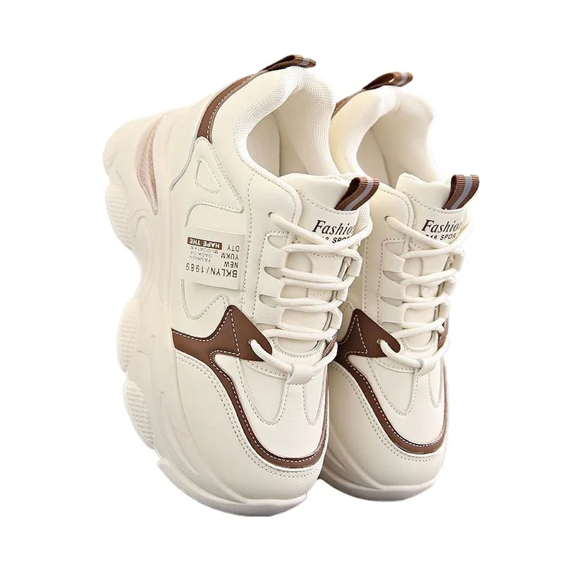 Women Thick Bottom Ultra-light Sneakers New Spring Autumn White Sports Shoes Casual Woman Comfort Breathable Running Shoes