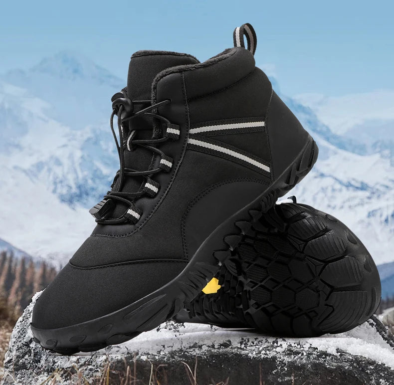 New Winter Booties Outdoor Waterproof Barefoot Boots Couple Ankle Boots Plush Warm Snow Shoes Big Size Non-slip Casual Sneakers