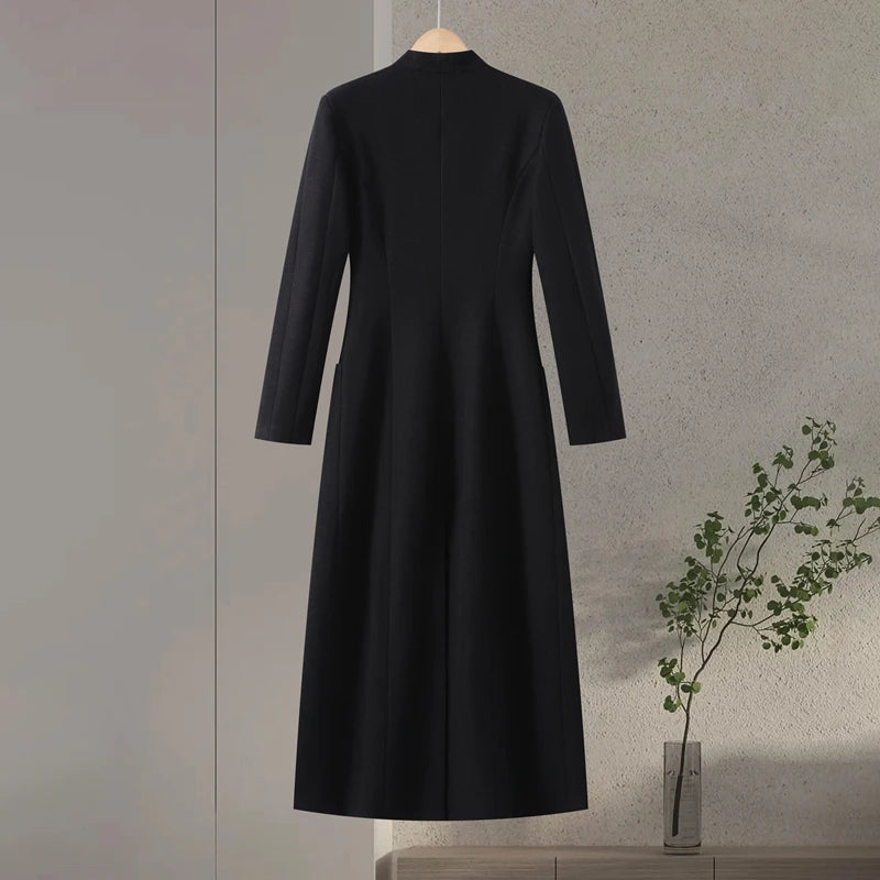 Faux Fur Parka Women Shoulder Pad Slim Waist Long Sleeves One Button Coats Female 2025 Winter Warm Solid Casual Outwears Lady