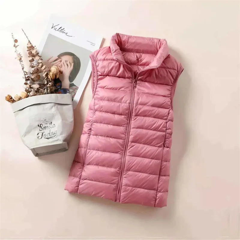 Ultralight Down Vest Women 2025 New Sleeveless Jacket Female White Duck Down Waistcoat Female Warm Puffer Jacket Outwear M-8XL