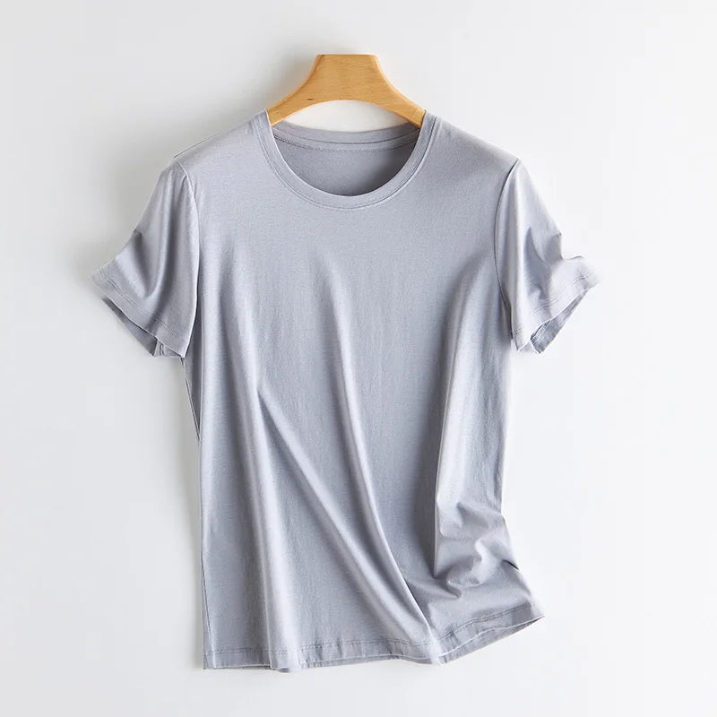 Summer Short Sleeve T-Shirt Women Tee Shirts Real Silk Linen Cotton T Shirt Women's Casual Tees V-neck Woman Tshirt Solid Tops