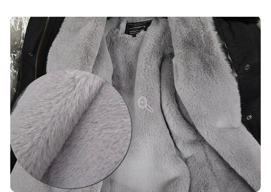 MaoMaoKong Natural Real Fox Fur Jacket Hooded Black Waterproof Woman Winter Warm Coat Parkas Luxury Jacket Female Clothing