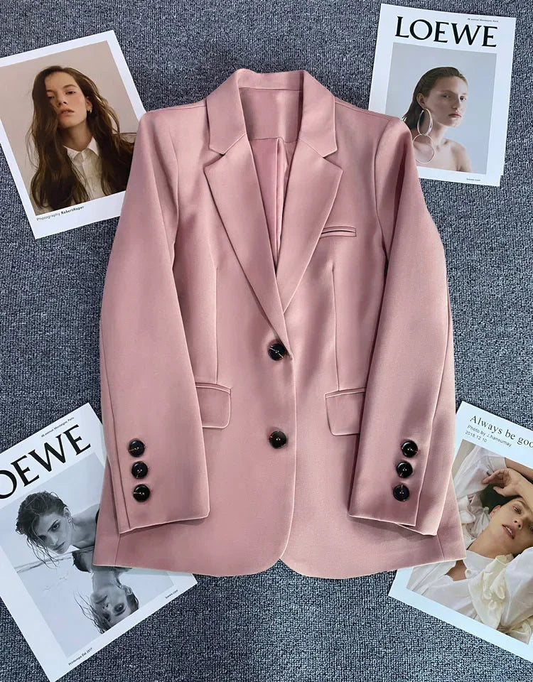 Elegant Office Lady Blazers for Women 2025 Fashion Long Sleeve Single Button Blazer Coats Female Top Suit Jackets Outerwears