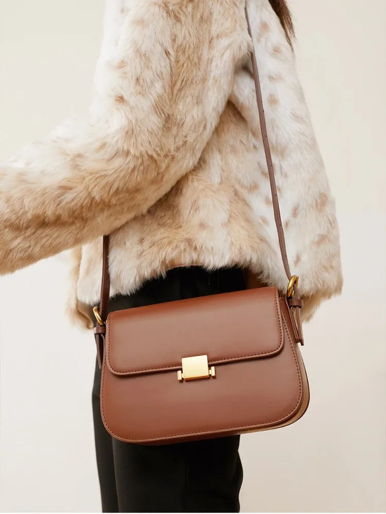 Luxury Underarm Bag, Genuine Leather Women's Bag, 2025 New Spring/Summer Fashion Tofu Bag, Single Shoulder Crossbody Bag