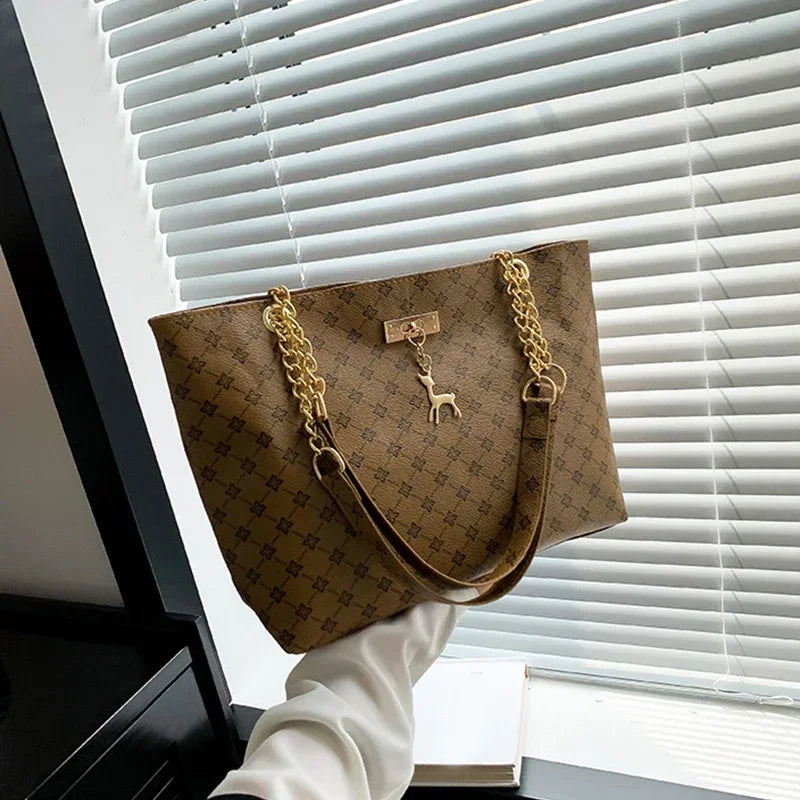 Summer High Quality PU Leather Fashion Large-capacity Shoulder Armpit Women's Bag Work Student Travel Female Retro Handbag Tote