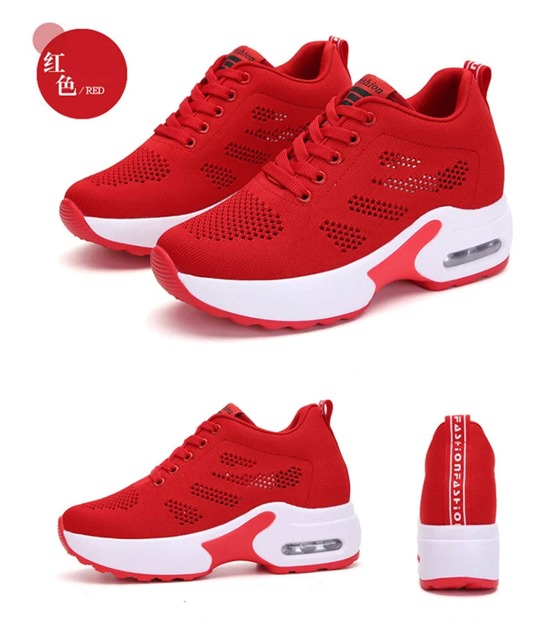 Women's Platform Mesh Breathable Sneakers Womens Spring New Casual Wedge Basket Shoes Tennis Female Thick Woman Summer Trainers