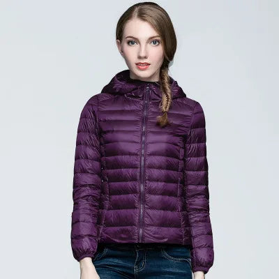 Women Hooded Short Puffer Jackets 2025 New Arrivals 90% White Duck Down Autumn Winter Ultra Lightweight Keep Warm Coats