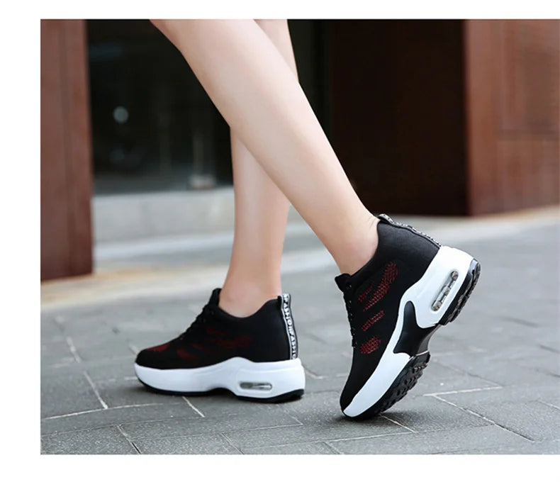 Women's Platform Mesh Breathable Sneakers Womens Spring New Casual Wedge Basket Shoes Tennis Female Thick Woman Summer Trainers