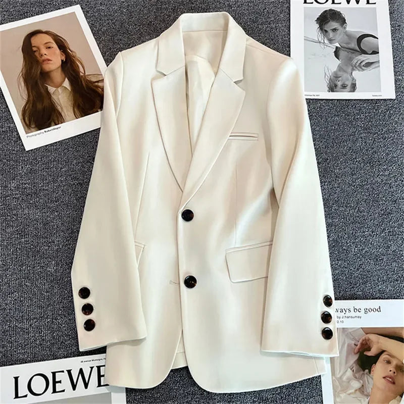 Elegant Office Lady Blazers for Women 2025 Fashion Long Sleeve Single Button Blazer Coats Female Top Suit Jackets Outerwears