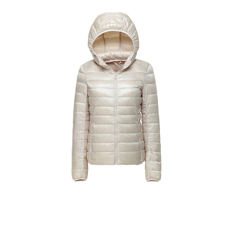 Women Hooded Short Puffer Jackets 2025 New Arrivals 90% White Duck Down Autumn Winter Ultra Lightweight Keep Warm Coats