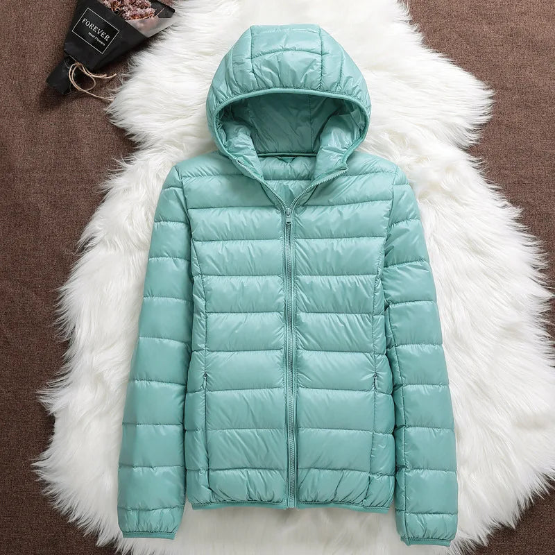 15 Colors Women Hooded Puffer Jackets 2025 New Spring Winter 90% White Duck Down Female Coats Ultralight Packable Casual Parkas