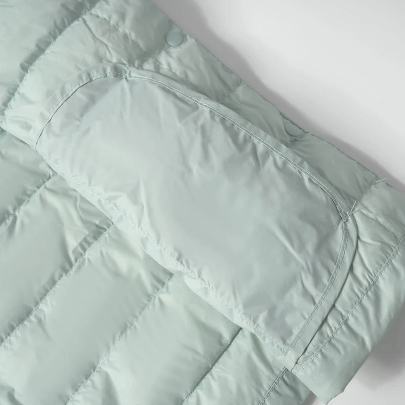 Women Liner Duck Down Jacket O-neck Variable V-neck 2025 New Female Winter Keep Warm Collarless Ultralight Quilted Puffer Coat