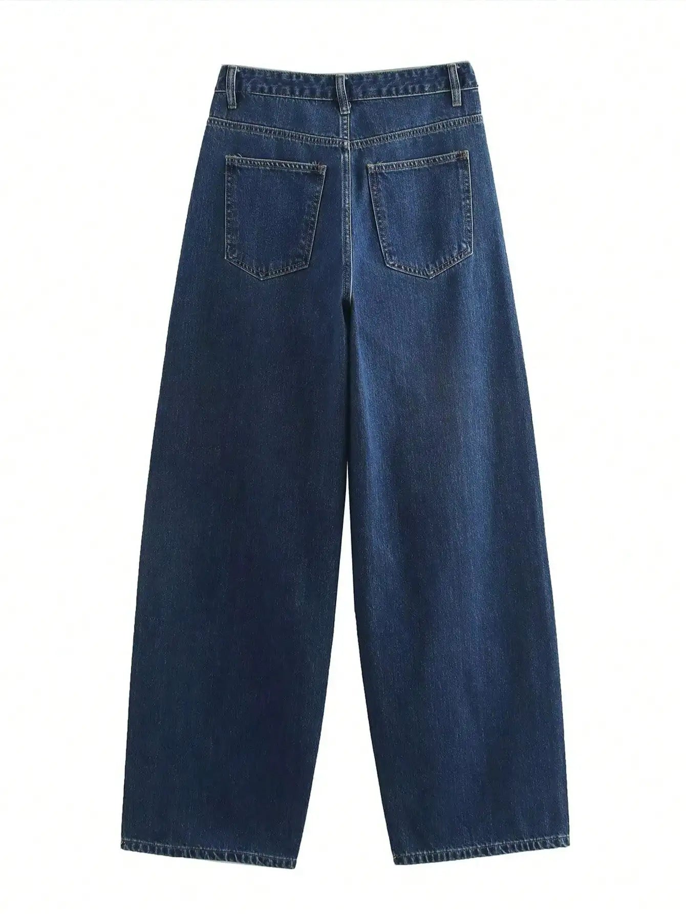 HH Women 2025 Fashion Straight Jeans Vintage Solid Casual High Waist Wide Leg Denim Pants High Street Lady Trousers Jeans