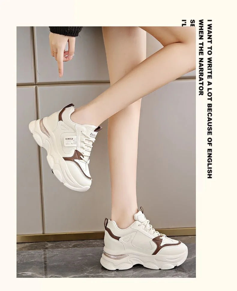 Women Thick Bottom Ultra-light Sneakers New Spring Autumn White Sports Shoes Casual Woman Comfort Breathable Running Shoes