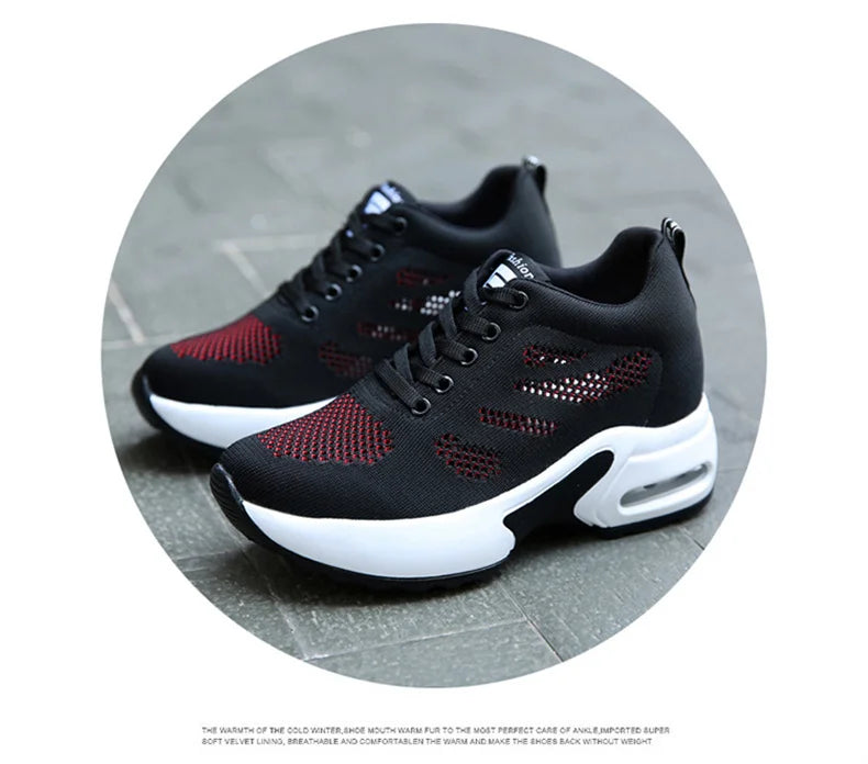 Women's Platform Mesh Breathable Sneakers Womens Spring New Casual Wedge Basket Shoes Tennis Female Thick Woman Summer Trainers