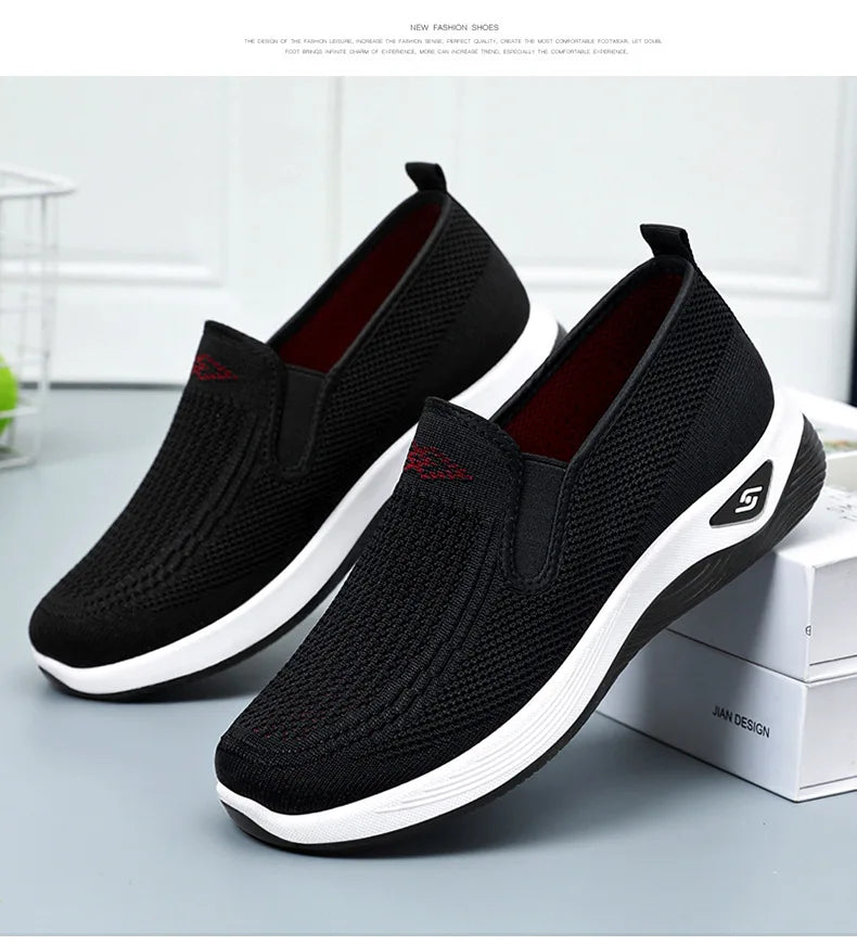 Spring and summer new women's shoes, knitted breathable, sports running shoes, casual work shoes, platform shoes