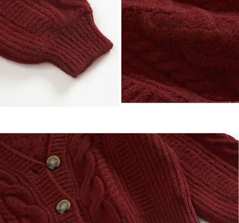 New In Outerwear Elegant Winter Coat Loose Matching Cardigan For Women Long Sleeve Top Vintage Casual Basic Top Sweater Knitwear