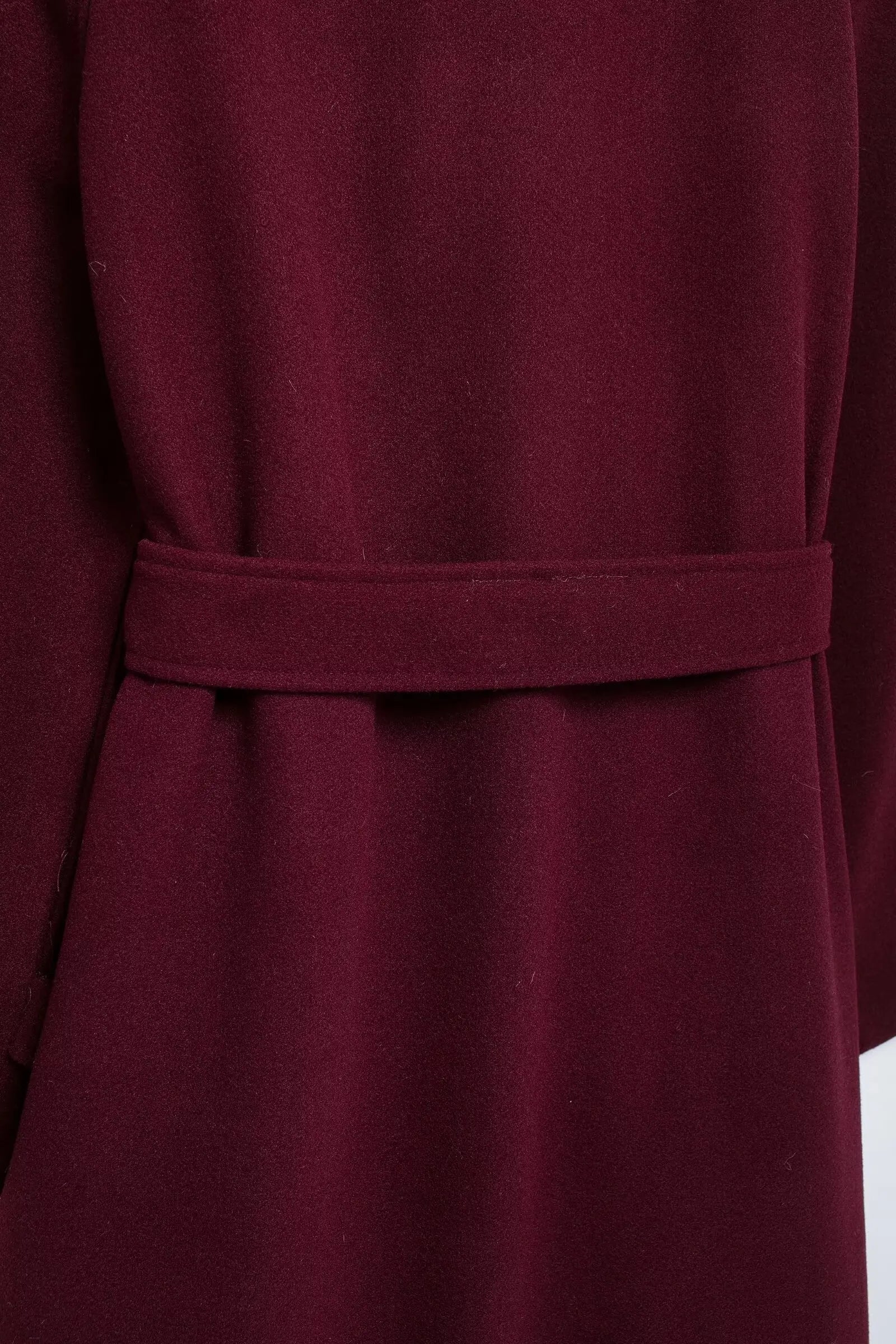 HH Women Elegant Burgundy Lapel Blend Maxi Overcoat Fashion Winter Double-Breasted Jacket with Belt Female Chic Trench Coat