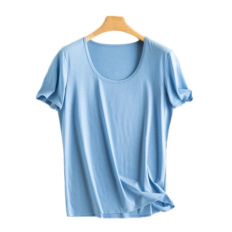 Summer Short Sleeve T-Shirt Women Tee Shirts Real Silk Linen Cotton T Shirt Women's Casual Tees V-neck Woman Tshirt Solid Tops