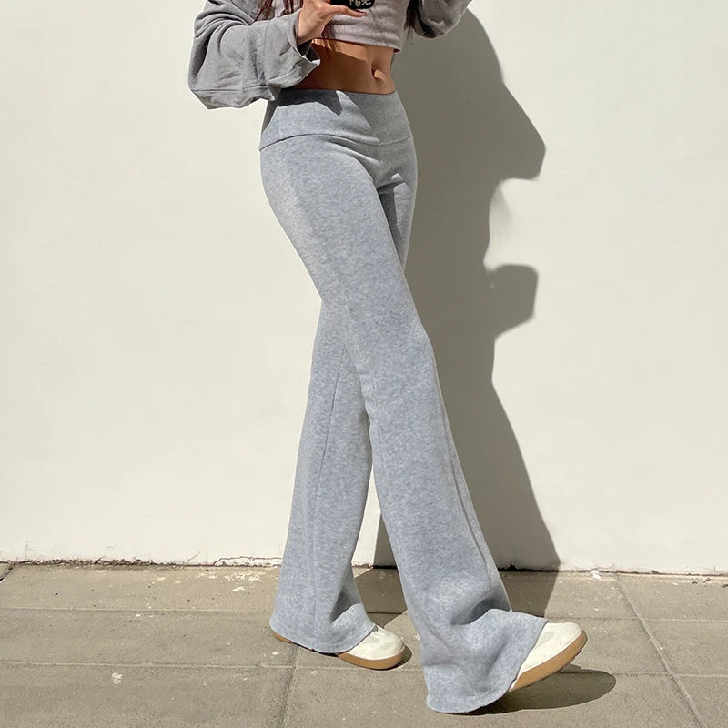 Casual Basic Solid Flare Pants Y2K Sexy Slim-fitting Low-Waisted Boot Cut Pants Women 2025 Autumn Spring Fashion Streetwear Lady