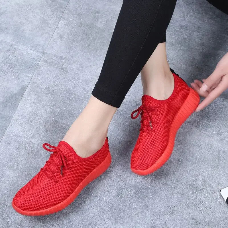 Women's Vulcanize Shoes 2025 Sneakers Solid Black Red Shoes Gym Fitness Trainers Walking Sport Shoes Female Zapatos Mujer