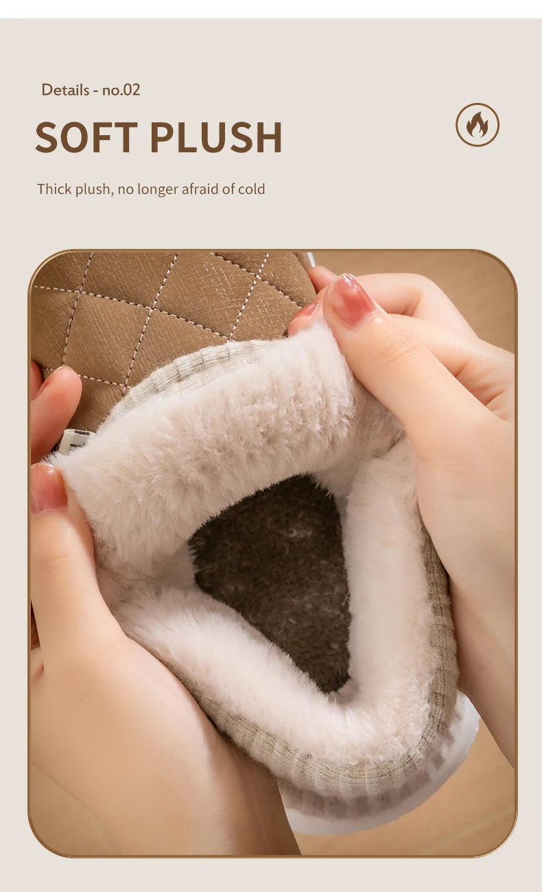 Winter thick soled anti slip warm cotton shoes with fleece bag and cotton slippers for external wear