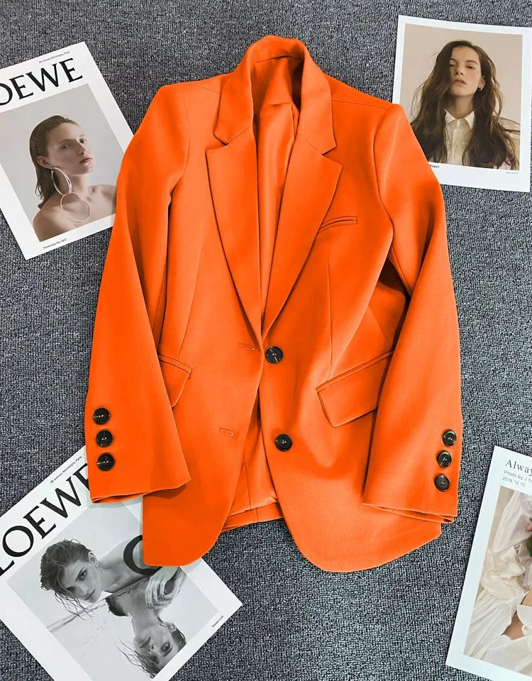Elegant Office Lady Blazers for Women 2025 Fashion Long Sleeve Single Button Blazer Coats Female Top Suit Jackets Outerwears