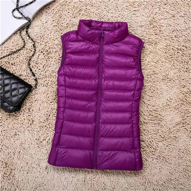 2025 White Duck Down Jacket Women Vest Autumn Winter Sleeveless Waistcoat Warm Lightweight Puffer Jacket Female Tops Outwear 8XL