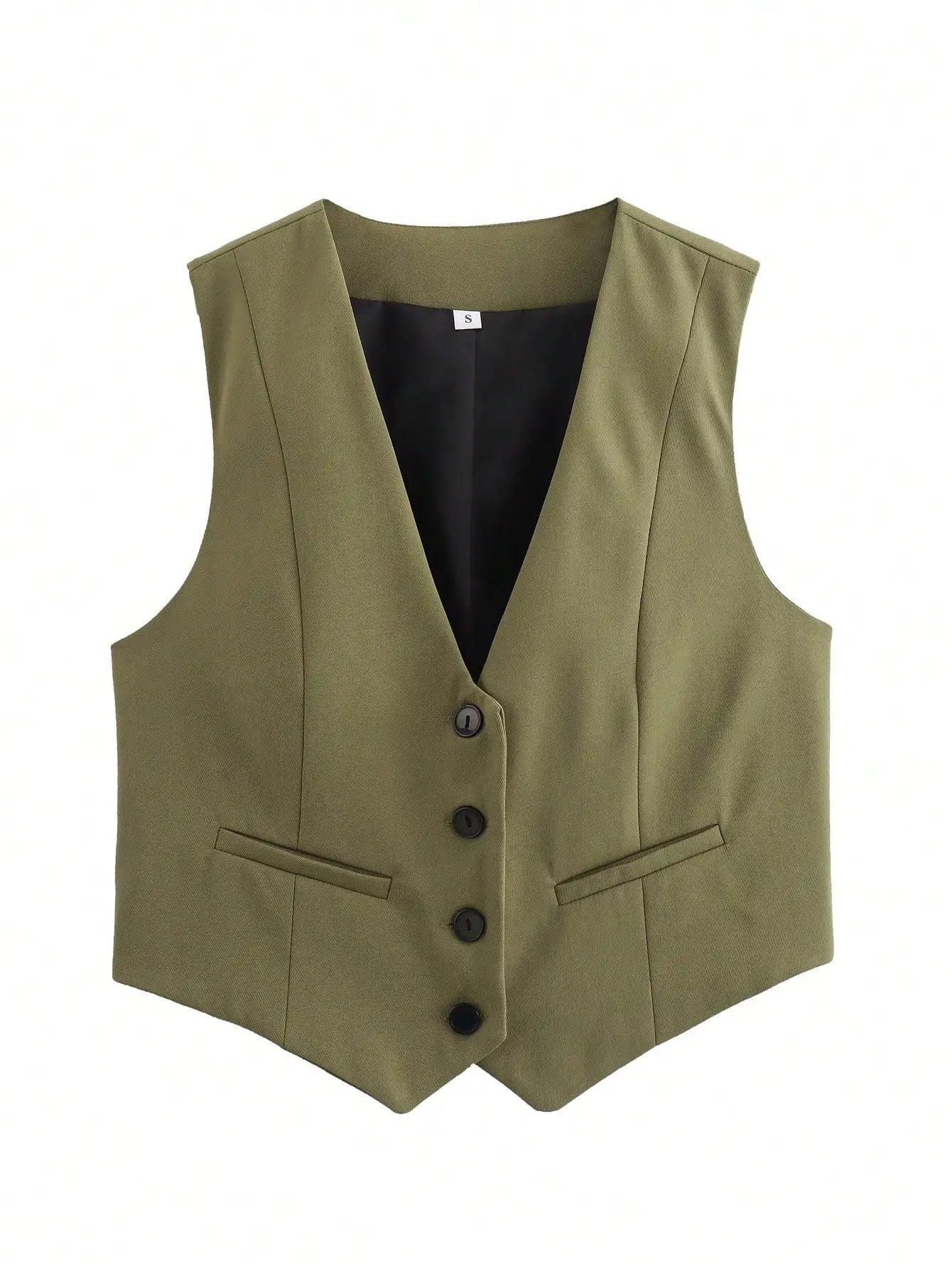 HH Fashion Women Vest Sleeveless Vests for Women Chic V-Neck Single-Breasted Ladies Elegant White Waistcoat Tops