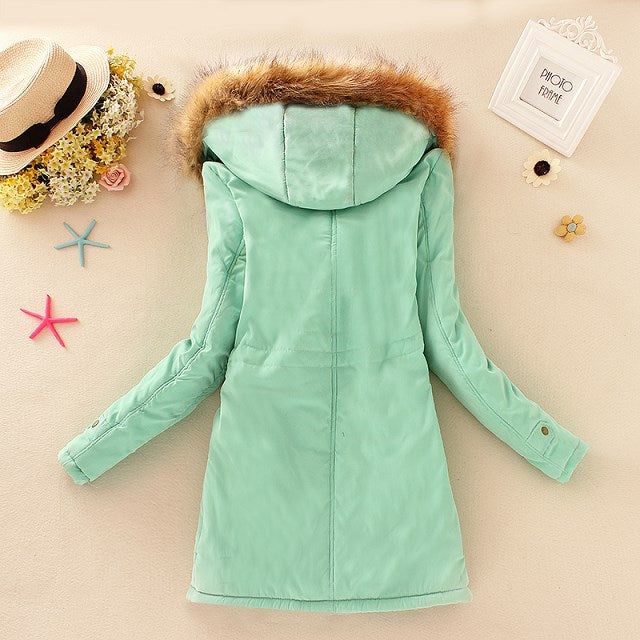 2025 New Autumn Winter Women Cotton Jacket Padded Casual Slim Coat Emboridery Hooded Parkas Wadded Warm Overcoat Fashion Parkas