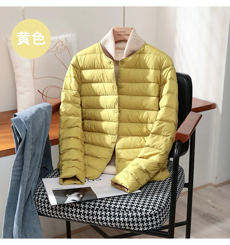 2025 New Arrivals Autumn Winter Warm Women White Duck Down Slim Jackets Female Fashion Ultra Lightweight Packable Puffer Coats