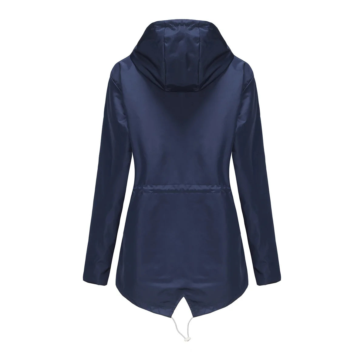 Red Waterproof Hooded Jacket, Women Fashion Casual Coat, Waist Drawstring Tie Zipper Switch Blue Green Yellow Black Windbreaker