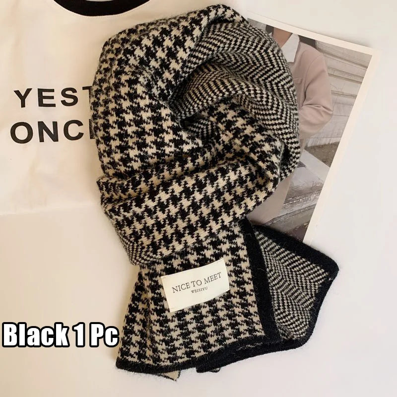 Scarf female winter new atmosphere sense of double-sided students cute warm thickened knitting senior sense of scarf
