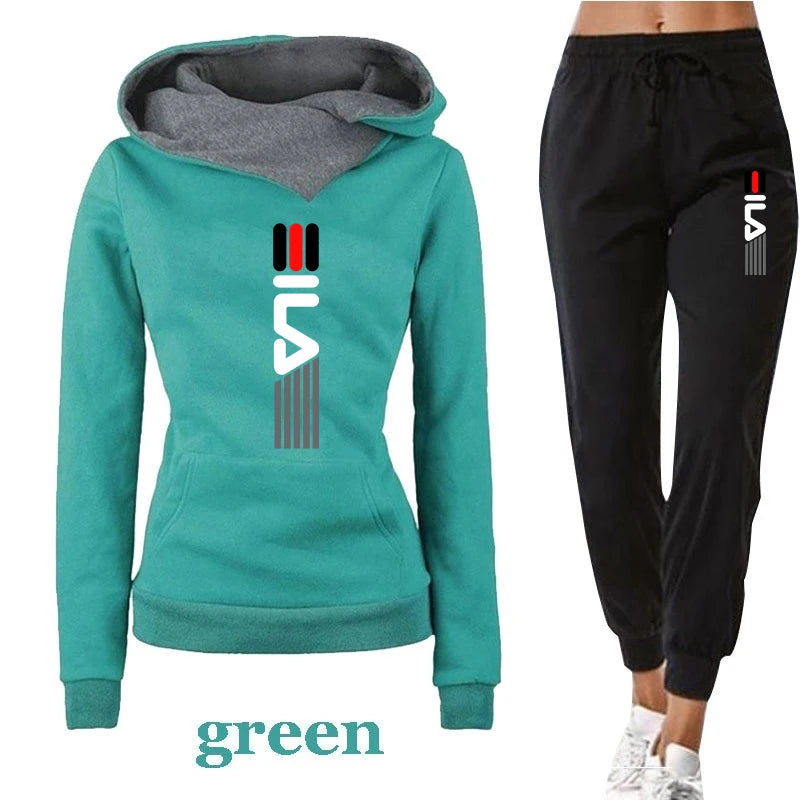 Spring And Autumn Women Hoodie Tracksuit 2 Piece Set Sweatshirt Set Casual Tops Sports Long Pants Female Plus Size Vetement