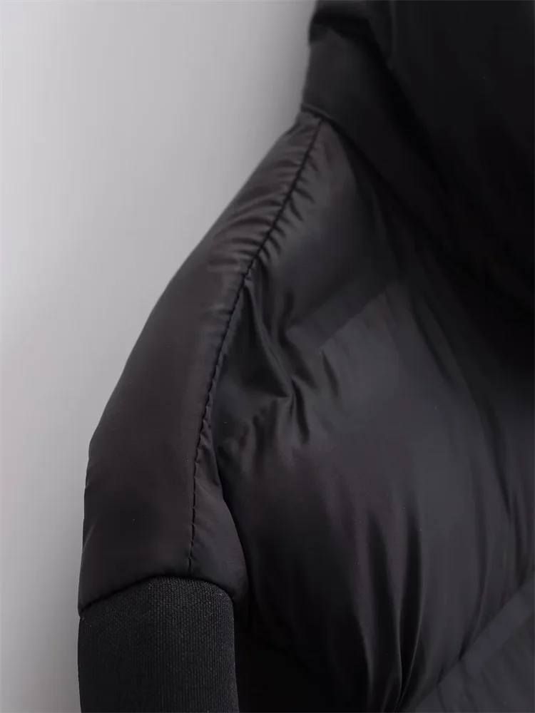 Kar&Otza 2025 Autumn/Winter New Women's Stand up Collar Splicing Short Cotton Clothes Lightweight Cotton Jacket Coat