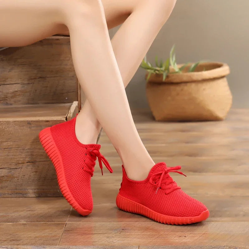 Women's Vulcanize Shoes 2025 Sneakers Solid Black Red Shoes Gym Fitness Trainers Walking Sport Shoes Female Zapatos Mujer