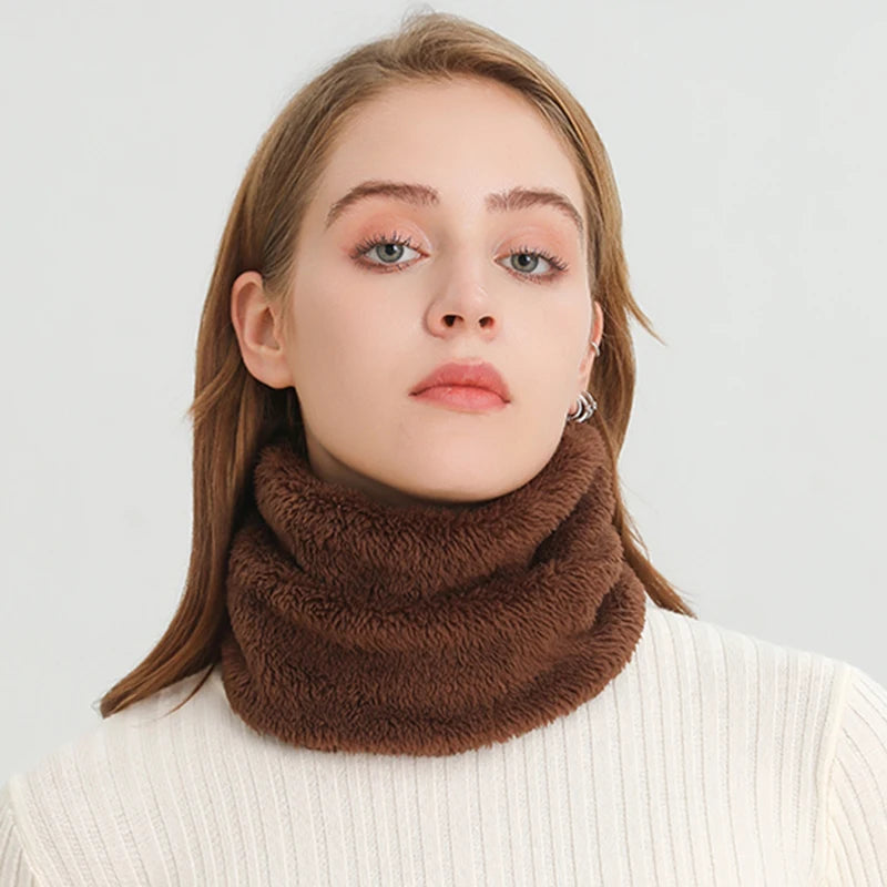 Cashmere Warm Collor Ring Winter Scarf Solid Plush Thick Outdoor Sports Men Women Children Neckerchief Full Face Mask Muffler