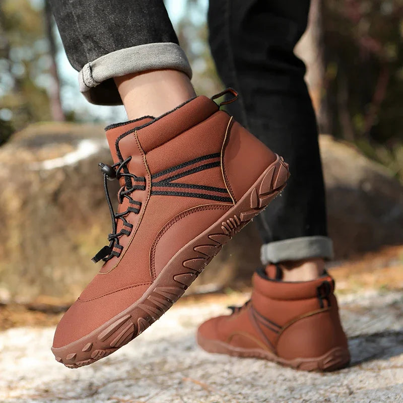 New Winter Booties Outdoor Waterproof Barefoot Boots Couple Ankle Boots Plush Warm Snow Shoes Big Size Non-slip Casual Sneakers