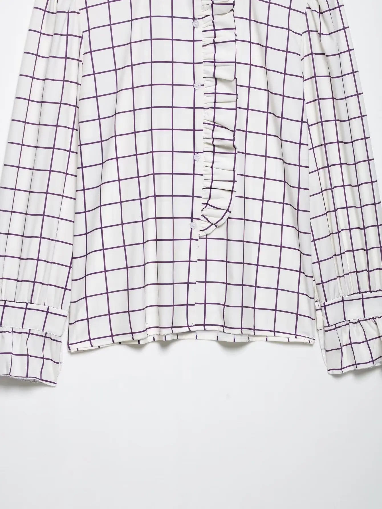 Yaphleet Women Elegant Ruffles Loose Purple Shirts 2025 Fashion Ladies Casual Blouses for Festival Female Chic Tops Clothes