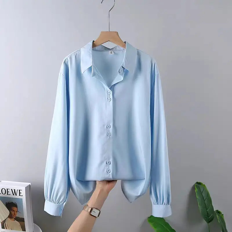 2025 Spring New Casual Chiffon Shirt Women Shirts Fashion Female Long Sleeve Loose Solid Blouse Tops Office Lady Clothes Popular