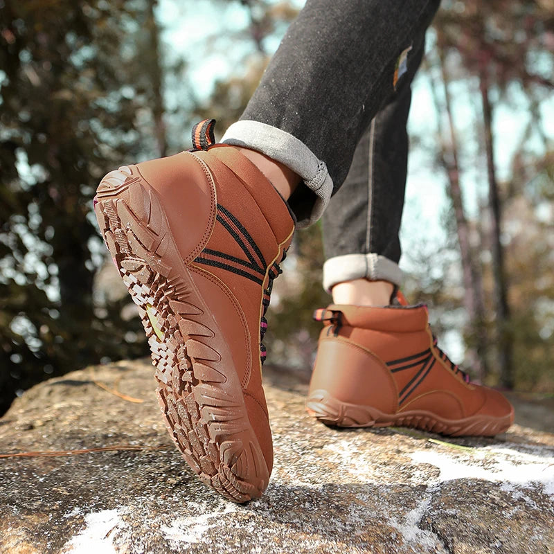 New Winter Booties Outdoor Waterproof Barefoot Boots Couple Ankle Boots Plush Warm Snow Shoes Big Size Non-slip Casual Sneakers