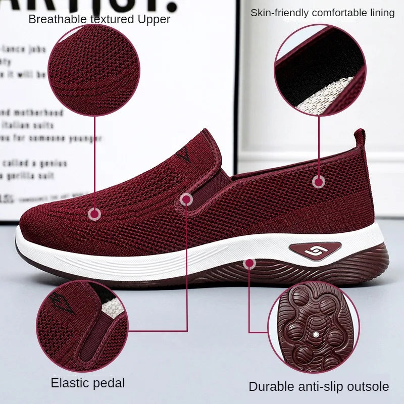 Spring and summer new women's shoes, knitted breathable, sports running shoes, casual work shoes, platform shoes