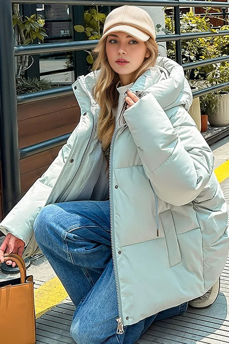 Best Selling Female's Padded Coat Winter Solid Color Hooded Women's Puffer Coat Versatile Thickened Quilted Jacket For Lady