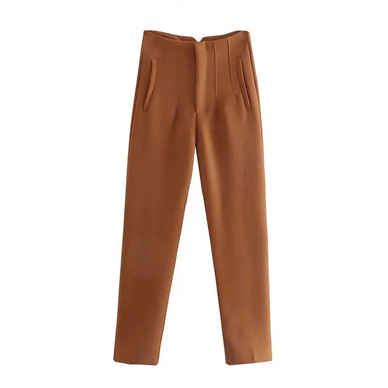 2025 Woman Solid Trouser High Waist Slim Zipper Fly Long Pants Female Wild Commute Office Lady Woman Pencil Pant Street