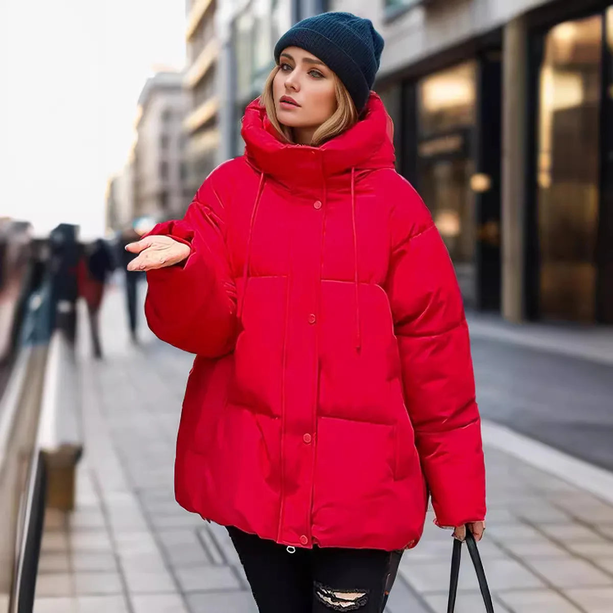 Best Selling Female's Padded Coat Winter Solid Color Hooded Women's Puffer Coat Versatile Thickened Quilted Jacket For Lady