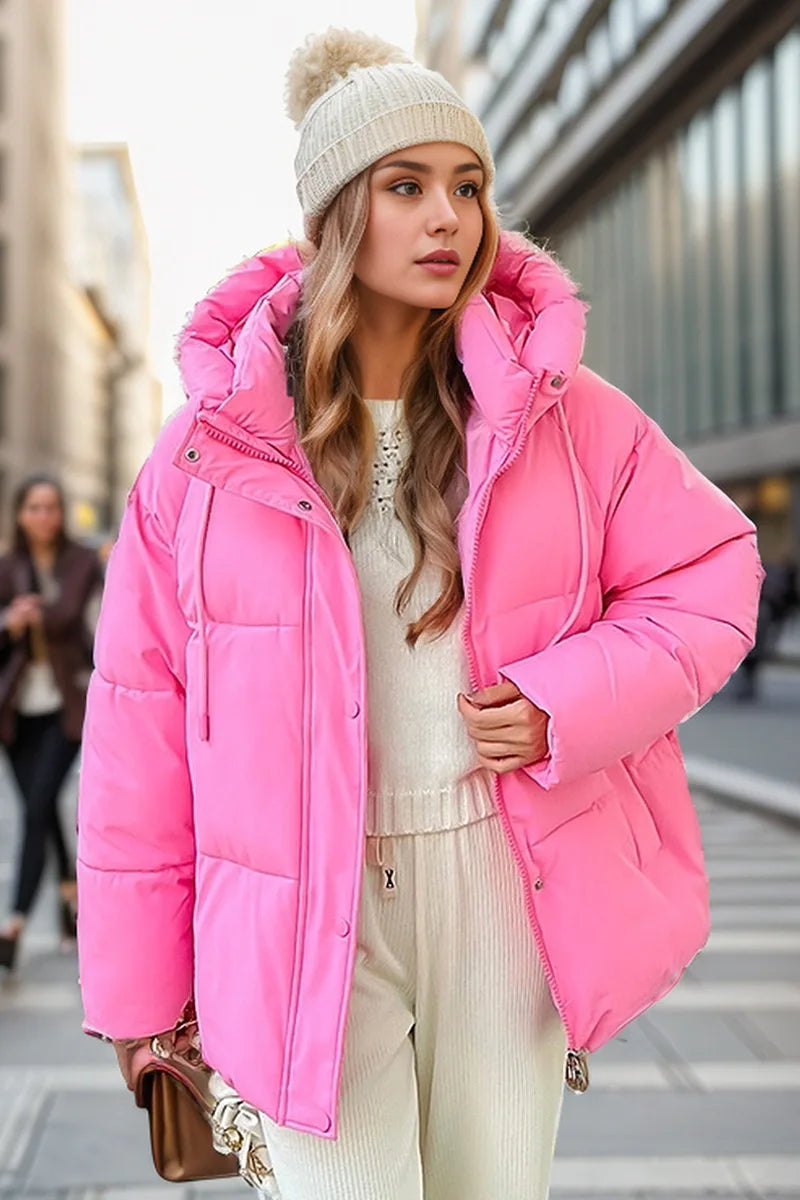 Best Selling Female's Padded Coat Winter Solid Color Hooded Women's Puffer Coat Versatile Thickened Quilted Jacket For Lady