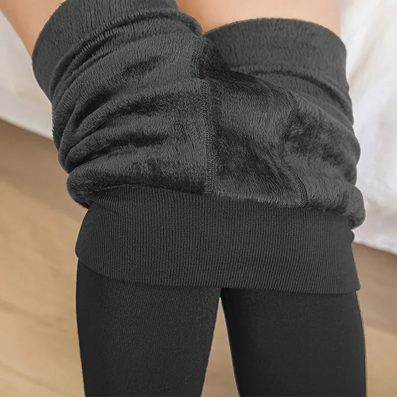 Cozy Fleece-Lined Women’s Tights High Waist Stretchy Warm Leggings for Winter Thick Warm Thermal Underwear Tights Pants