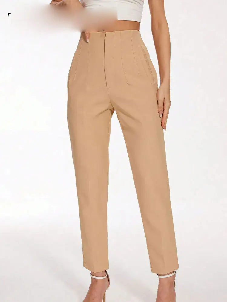2025 Woman Solid Trouser High Waist Slim Zipper Fly Long Pants Female Wild Commute Office Lady Woman Pencil Pant Street