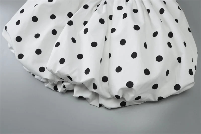 Mozision Halter Print Polka Dot Mini Dress Women Fashion Off-shoulder Sleeveless Backless High Waist A-line Club Party Dress